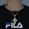 Fashion Double Cross Pendant Necklace Jewelry 18k Real Gold Plated Full Zircon