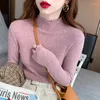 Kadın Sweaters Sıradan Uzun Kollu Kadınlar Kore tarzı Temel Harajuku Sonbahar Kış Kazak Mock Boyun Ofis Leydi İnce Y2K Giysileri