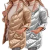 Women's Down Warm Long Sleeve Solid Color Retractable Sleeves Quilted Coat For Daily Wear Thick Jacket Cotton Padded