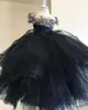 Abiti da ragazza fiore nero lussuoso abito da ballo in pizzo tiers tiers tulle litttle kid kids di compleanno abiti da allega