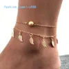 2018 New Fashion Bohemian Women Gold Leaf Anklets Ethnic Style Link Chin Anklets Bracelets 발 보석 맨발 샌들 선물