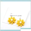 Bengelen kroonluchter Koreaanse stijl acryl oorbellen grote bloem daisy drop earring mode trendy zoete sieraden voor vrouwen meisje groothandel dh6tj