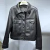 Jaqueta de couro feminino para mulheres da primavera Autumn Lady Bomber Jackets Motorcycle 100 Real Sheepskin Coats FG4032 230815