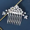 Saç klipsleri kristal yaprağı çiçek düğün tarak bandı Kadınlar için Aksesuarlar Gelin Süsleme Gelin Mücevher Hediye ML