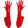 Fem fingrar handskar glänsande våt ser lång sexig latex för kvinnor bdsm sex extoic nattklubb gotisk fetisch slitkläder m xl svart röd 230816