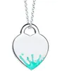 collana collane con ciondolo in argento 925 gioielli femminili squisita fattura con logo ufficiale classico cuore blu braccialetto di lusso all'ingrosso di design