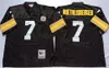 Jahrgang 1975 Fußball 43 Troy Polamalu Trikots 83 Heath Miller 84 Antonio Brown 86 Hines Ward 32 Franco Harris 7 Ben Roethlisberger Teamfarbe Schwarz Weiß 75