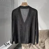 Magliette da donna 2023 Ladies Light Luxury Luxury Knitted Coat Women Silk V-Neck Wituil Long Maniche a maglia Cardigan Femmine Tops