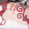 Noel Süslemeleri Keten Santa Çuval Noel Hediye Çantası Kırmızı Ekose Drawstring Tote Çanta Festivali Dekorasyon Partisi Hediye Çantası Q474