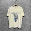 夏のメンズTシャツカップルコットンティートッププルオーバーレタープリントTシャツ動物プリントレター半袖乗組員ルーズTシャツカラフルコーラカジュアルプリントティー