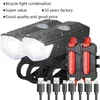 Bike Lights MTB Bicycle Light Front Rear Set Mountain Night Cycling Headlight USB LED Safety Taillight Accessories 230815