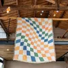 Decken geometrische Farbfleece -Picknick für Bettcampingsofa Plaid Decke Boho Home Decor Stitch TV -Büro außerhalb Luxus