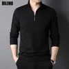 Mens Polos toppklass Fashion Brand Luxury Zipper Polo Shirt Men Casual Plain Korean Solid Color Long Sleeve Tops Clothing 230815