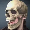 Party Masks 1Pcs Full Head Skull Mask Mouth Can Be Moved Halloween Horror Adult Skull Mask Haunted House Props Movable Jaw Latex Mask 230816