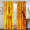 Занавеска камня Будда Статуя Zen Lotus 2 кусочки тонкие оконные занавески для гостиной спальни декор две драпировки