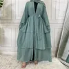 Ethnic Clothing Chiffon Open Abaya Layered Women Kaftan Dubai Luxury Turkey Muslim Dress Islam Robe African Kimono Femme Caftan Fashion