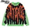 Męskie swetry Seveyfan Winter Sweater Hip Hop Knitwears Knitted Got Gothing Gothic Grunge Ubrania Dark Academia Streetwear 230815