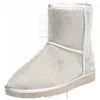 Boots Bling Crystal Snow Boots Women Silver Glitter Beading Winter Enkle Booties Pluche Peded Platform Botas Mujer Big Size 34-43 NS69