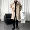 Heren Trench Coats Autumn Fashion Long Coat For Men Streetwear Casual Jacket Windscheper overjas Solid mannelijke jassen Kleding