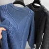 Herrtröjor Premium Pure Cotton Round Neck Sweater Autumn and Winter Trend Personlig Jacquard Vintage Casual Warm Knit Pullover Men 230815