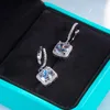 Dangle Earrings QINHUAN Round Moissanite Drop For Women S925 Sterling Silver With Platinum Plated Luxury Jewelry Certificate