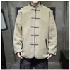 Herenjacks 2023 Herfst- en winter Vintage Lambswool Men Jacket Chinese stijl Tangpak voor modeschijf Buckle Parkas Coat