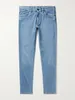 Jeans för herr långa byxor italiensk design loro piana nya blå slim-fit jeans europoean och amerikansk solid byxa