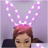 Decoração de festa 10pcs 18,5 cm LED orelhas longas e luminárias Mulheres meninas iluminam acessórios de cabelo Halloween Rave Supplies Drop dell DHE75