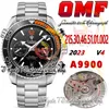 OMF V4 A9900 CRONOGRAPRO MENS AUTOMATICA AUTOMATICA 215.30.46.51.01.002 Bracciale inossidabile in ceramica arancione arancione nero (Wheel Black Balance) Super Edition Eternity Orologi