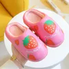 Slipper Winter Warm Children Cotton Slippers Waterproof Vamp Non-Slip Soft Sole Fluffy Slippers Home Indoor Fruit Style Kids Shoes R230815