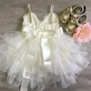 Girl s Dresses Shinny Flower Girls Dress for Kids Christmas Toddle Party Gown Gold Sequined Layered Tutu Children Year Clothing 230815