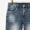 Jeans maschile lavati blu con cerniera blu a vita media pantaloni maschi di alta qualità h pantaloni di denim casual alla moda retrò