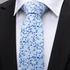 Himmelblå med vita blommor små färska män slips hankerchief manschettknappar set silke affär casual party slips jacquard woven n-502248b
