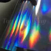 ホログラフィックレーザークロムシルバー虹色ビニールラップカーフィルムエアバブルグラフィックラッピングフォイルサイズ1 52x20Mロール5x67ft265m