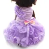 Hundkläder xksrwe husdjur prinsessa bröllopsklänning tutu rosettebow klänningar katt valp kjol vår/sommarkläder 2 färger