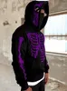 Herrtröjor y2k zip-up män kvinnor retro skalle grafisk långärmad lös jacka rockar unisex harajuku hip hop goth hooded tröjor