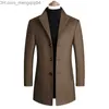 Men's Down Parkas Men's Wool Blended Coat Helen's Pea Coat Spring/Summer 2022 New Solid Color High Quality Men's Wool Jacket Luxury Brand Clothing Z230816