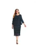 Plus Size Dresses Large Street Hipster Women's Diamond Chiffon Flared Sleeve Dress Outfits