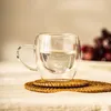 ワイングラスダブルガラス高温耐性シンプルラテアメリカン家庭用フラワーティーカップウォーターミルクコーヒーマグ