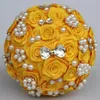 Wedding Flowers Bouquets Satin Ribbon Simulation Flower Pearls Crystal Bridal Accessories Sweet 15 Quinceanera W128