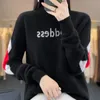 Women's Sweaters Autumn and Winter Pure Wool Knit Sweater Thermal Jacket Half Turtleneck Embroidery Color Matching Trend Cashmere 230815