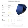 Bow Ties Luxury Blue 8cm Wide Silk Tie For Men Wedding Business Designer Brand Fashion Suit Dresses Mane Shtie med presentförpackning