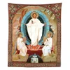 TAPESTRIERS ryska ortodoxa katolska påskikonens uppståndelse av Kristus Jesus Angels Sacred Traditionell Tapestry av Ho Me Lili Home Decor 230816