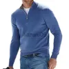 Camisolas masculinas homens casuais malhas de tricô liso Camisas de pólo de suéter stand stand colar zíper masculino tops jumper jumper inverno manga comprida pulôver moletom J230806