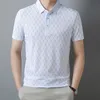 Polos da uomo Polo Shirt Uomini di alta qualità Summer Ice Shorcs Shortleved Fringe Stripes Business Mens Shirt999 230815