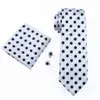 Black Dot White Tie Hankerchief Cufflinks Set for Men Classic Silk Meeting Business Casual Necklyjacquard Woven N-1057230A