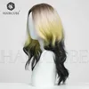 Haircube wind splitst drie kleuren gradiënt lange krullend haarpruiken voor vrouwen 230816