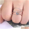 With Side Stones Women Luxury Butterfly Shaped Finger Rings Korean Version Rose Gold Color Twist Knucle Ring Jewelry Drop Delivery Dhjjz