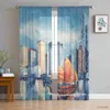 Rideaux de ville et de fenêtre transparents, pour chambre à coucher, salon, rideaux en Tulle modernes, pour cuisine d'hôtel