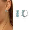 Hoop Earrings Light Luxury 925 Silver Turquoise For Women Minimalist Geometric Irregularities Classic Party Jewelry INS